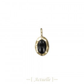 Pendentif oval martelé noir PO