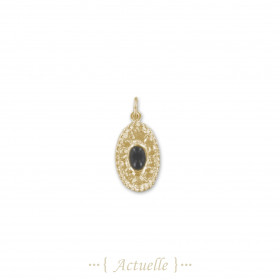 Pendentif martelé serti Onyx