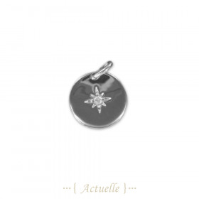 Thin round north star pendant CZ