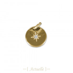 Thin round north star pendant CZ