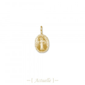 Beaded oval pendant Christ's cross