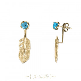 Pendientes pluma up&down turquesa