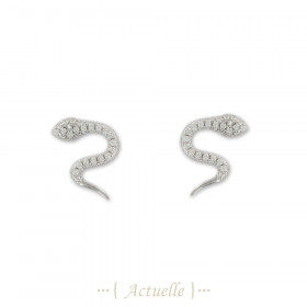 Earrings snake zirconium smooth tip