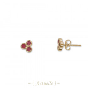 Earrings 3 red stones