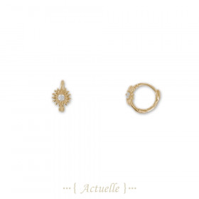 Small hoop earrings daisies zirconium