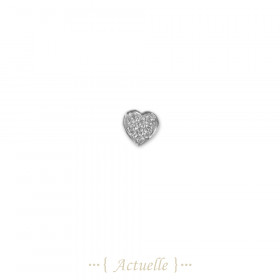 3D heart to bead CZ rhodium