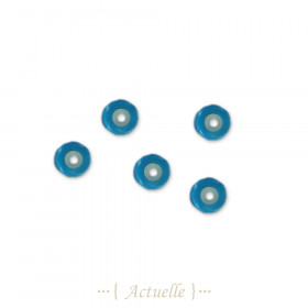 5pcs Perle ronds trou latéral nacre bleue