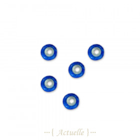 5pcs Perle ronds trou latéral imitation opale bleue