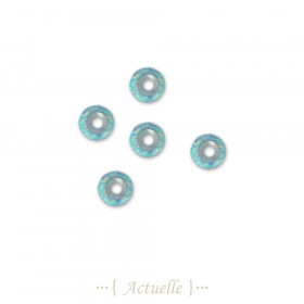 5pcs Perle ronds trou latéral imitation opale blanche