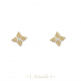 Arete flor cruzada y pequeño circonio
