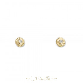 Earrings grooved circle and zirconium