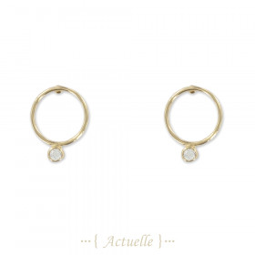 Earrings circle and zirconium glued down