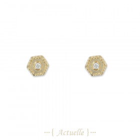 Earrings zirconium and points on hexagon