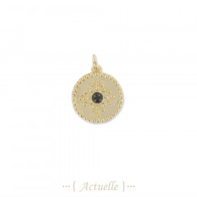 Pendant black stone round and balls
