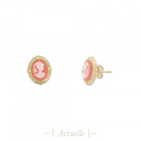 Arete cameo mujer rojo esquema decorado