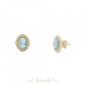 Arete cameo mujer rojo esquema decorado