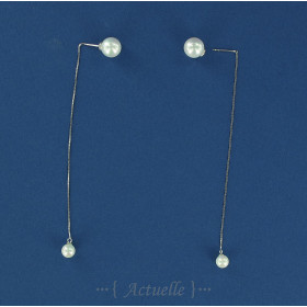 Two white pearls chain earrings