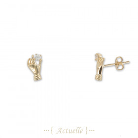 Earrings hand holding CZ stone