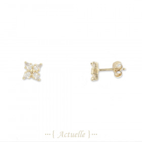 Arete flor con quatro pétalos CZ