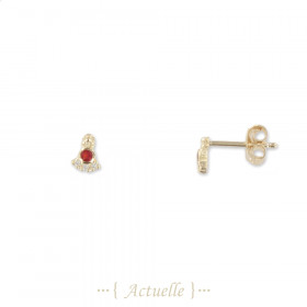 Arete CZ blanco y rojo