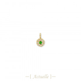 Colgante redondo y verde y blanco CZ