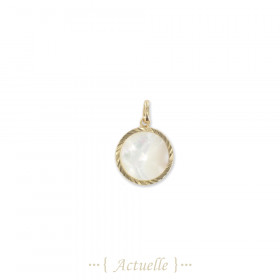 Pendant mother-of-pearl grooved contour 17mm