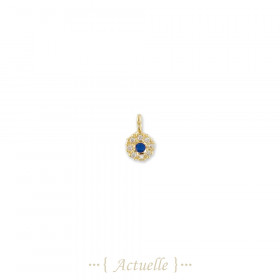 Pendentif rond et CZ vert et blanc