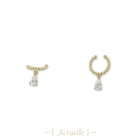 Anillo de oreja bolas CZ gota