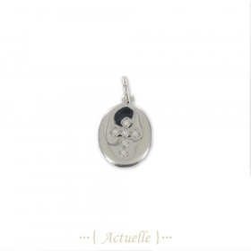 Pendant cross of CZ on oval plate