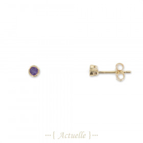 Earrings split stud red round CZ