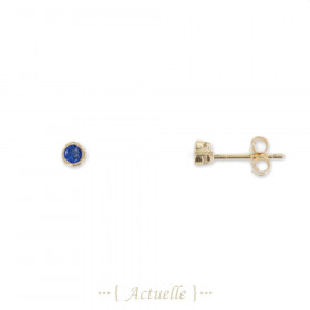 Earrings split stud red round CZ