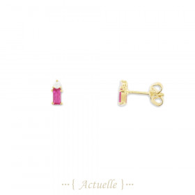 CZ rectangle and round earrings