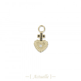 Cross and heart CZ pendant