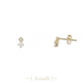 Round and setting CZ earrings