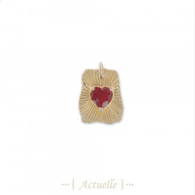 Grooved plate red heart CZ setting