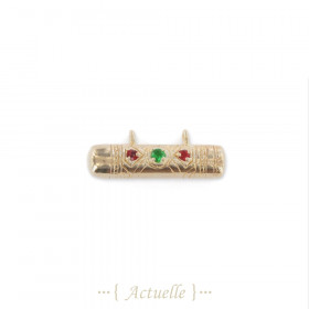 Ethnic stick pendant green and red CZ