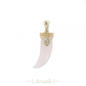 Colgante diente piedra cuarzo rosa gota CZ