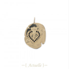 Heart black CZ engraved arrow crown pendant
