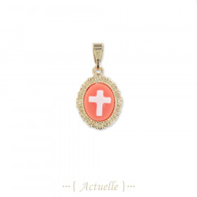 Cross cameo pendant red-17