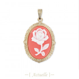Flower cameo pendant red-17
