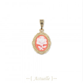 Flower cameo pendant red-17