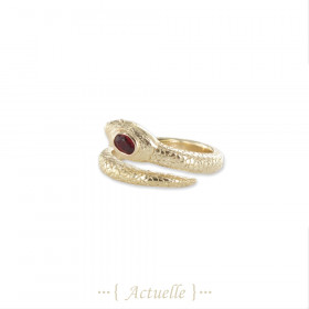 Coiled snake ring red CZ