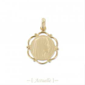Virgin Mary flower pendant