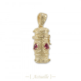 Ethnic scroll holder pendant red drop CZ