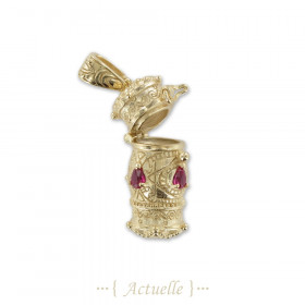 Pendentif porte-parchemin ethnique CZ goutte rouge