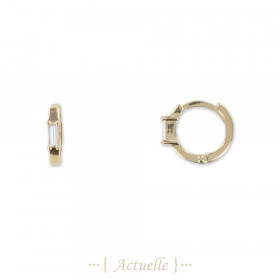 Rectangle setting with CZ hoop earrings