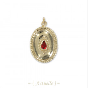 Oval plate pendant CZ drop