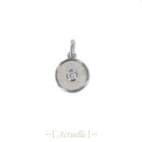 Round pendant mother of pearl and CZ 12mm