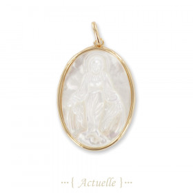 Religious mother-of-pearl pendant miraculous virgin