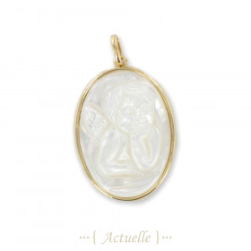 Mother of pearl religious angel pendant